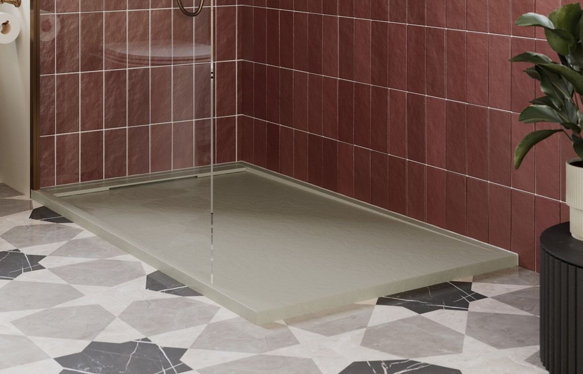 30mm Slate 1000x800mm Rectangular Tray & Waste - Latte - Image 2
