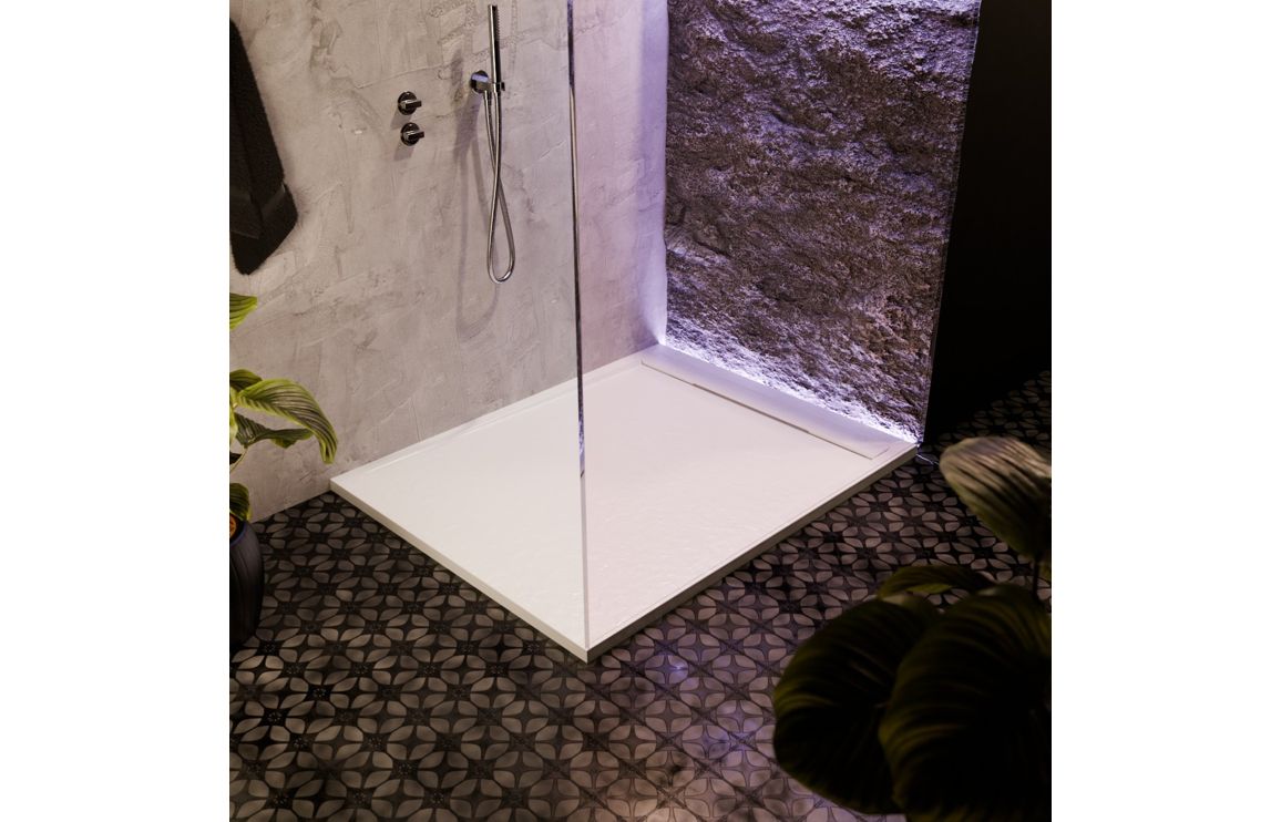 30mm Slate 1000x800mm Rectangular Tray & Waste - White - Image 3