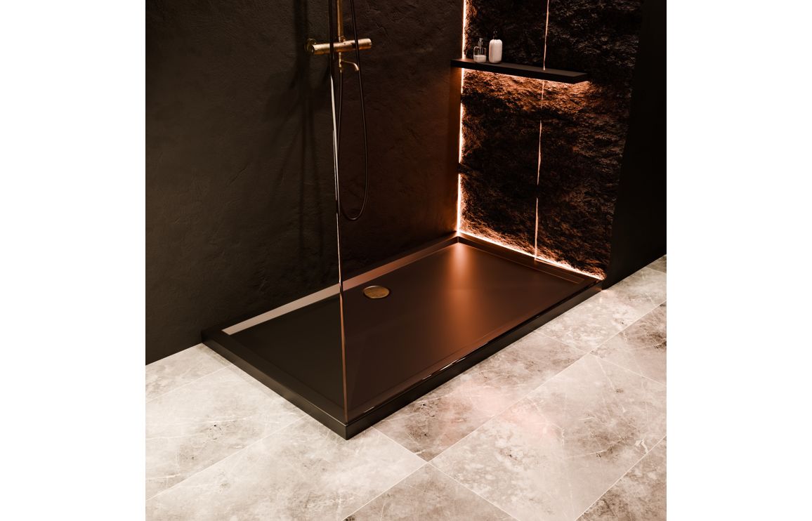 40mm Low Profile 1200x800mm Rectangular Tray & Waste - Matt Black - Image 3